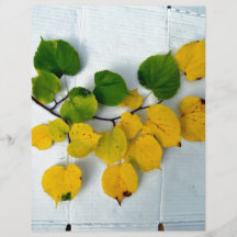Rama del otoño con las hojas del verde y del amari tarjeta publicitaria