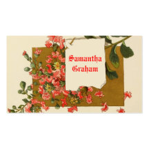 Rama del vintage con las flores rosadas rojas de e tarjetas de visita
