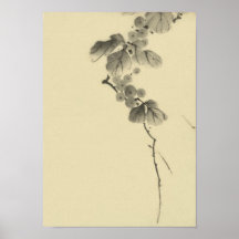 Ramifique con las hojas y las bayas, Hokusai Posters