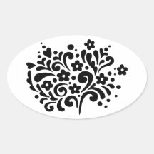 Ramo blanco y negro pegatina de oval personalizadas