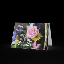 Ramo Hija-Rosado de Rose del feliz cumpleaños tarjetas