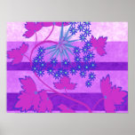 Ramo rosado y púrpura de la flor de las rayas posters