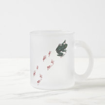 Rana arbórea con las pistas sangrientas tazas