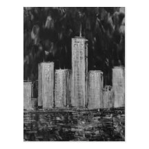 Rascacielos de Nueva York en postal del aceite