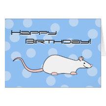 Rata del blanco del mascota. Cumpleaños Tarjeta