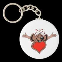 Ratón con el corazón de la tarjeta del día de San  llaveros