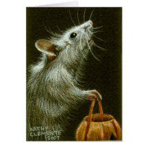Ratón con la cesta HalloweenCard de la calabaza Felicitacion
