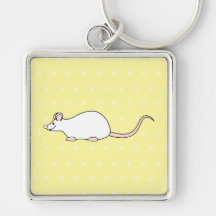 Ratón del blanco del mascota. Fondo amarillo del l Llaveros