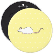 Ratón del blanco del mascota. Fondo amarillo del l Pins