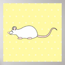 Ratón del blanco del mascota. Fondo amarillo del l Posters