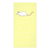 Ratón del blanco del mascota. Fondo amarillo del l Plantilla Para Tarjeta De Foto