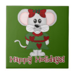 ¡Ratón del día de fiesta buenas fiestas! azulejos