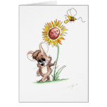 Ratón del girasol tarjetas