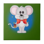 Ratón del navidad con el texto de encargo azulejos