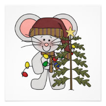 Ratón del navidad que adorna el árbol invitacion personal 