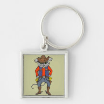 Ratón divertido del vaquero llaveros personalizados