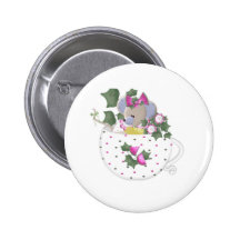 Ratón en colores pastel en taza de té de la hiedra pins