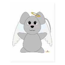 Ratón Huggable del gris del ángel Postales