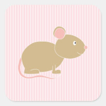 Ratón lindo calcomanía cuadradas personalizadas