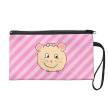 Ratón lindo del dibujo animado en rayas rosadas