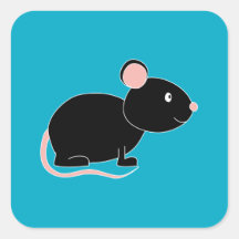 Ratón negro calcomania cuadradas personalizadas