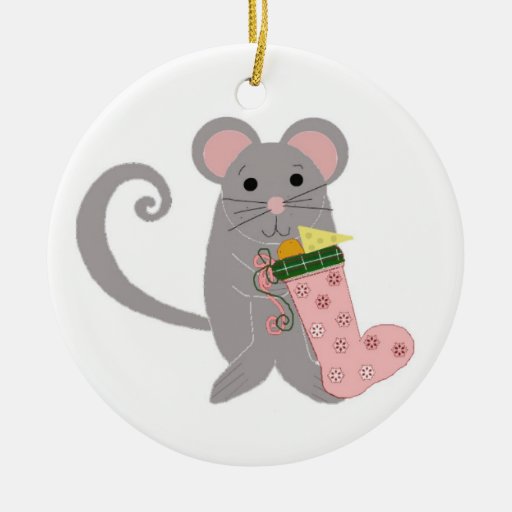 Ratón rosado del día de fiesta adorno de navidad