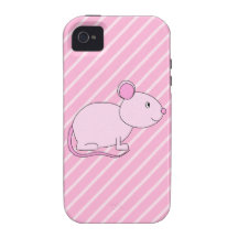 Ratón rosado lindo iPhone 4 carcasas