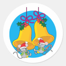 Ratones de Bell de navidad Pegatina Redonda