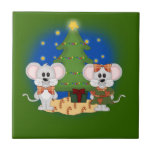 Ratones lindos del navidad con el texto adaptable azulejos