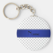 Raya azul personalizada de los diamantes blancos c llaveros