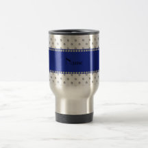 Raya azul personalizada de los diamantes blancos c taza de café