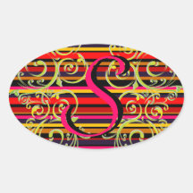 Raya multicolora del Flourish Calcomania Óval Personalizadas