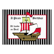 Raya negra del viaje del barco pirata invitación