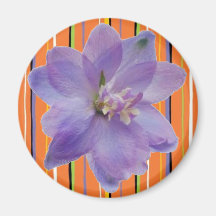 Rayas anaranjadas - flor de la lavanda iman de frigorífico