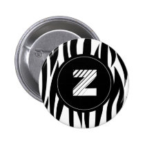 Rayas animales de la cebra con el monograma de "Z" botones