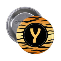 Rayas animales del tigre con el monograma de "Y" botones