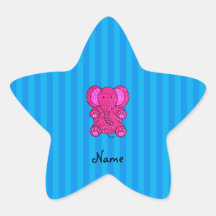 Rayas azules conocidas personalizadas del elefante calcomanía cuadrada