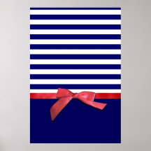 Rayas azules náuticas y gráfico rojo del arco de l posters