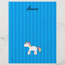 Rayas azules personalizadas del unicornio conocido tarjeton