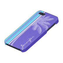Rayas azules y púrpuras tropicales; Rayado iPhone 5 Protectores