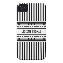 Rayas blancos y negros de la secesión de Viena iPhone 4 Case-Mate Cobertura