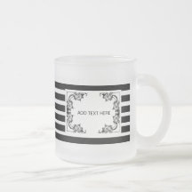 RAYAS BLANCOS Y NEGROS FLORALES DEL VINTAGE TAZA DE CAFÉ