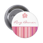 Rayas Botón-Modernas del portador de anillo (rosa) Pins