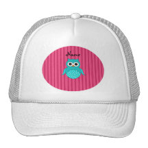 Rayas conocidas personalizadas del rosa del búho d gorros bordados