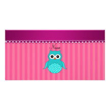 Rayas conocidas personalizadas del rosa del búho d tarjetas personales con fotos