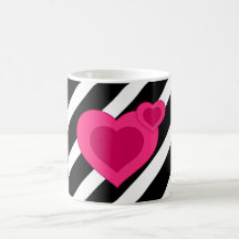 Rayas, cuadrados y corazones tazas