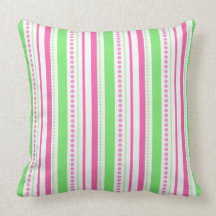 Rayas de muy buen gusto y puntos rosados y verdes almohada
