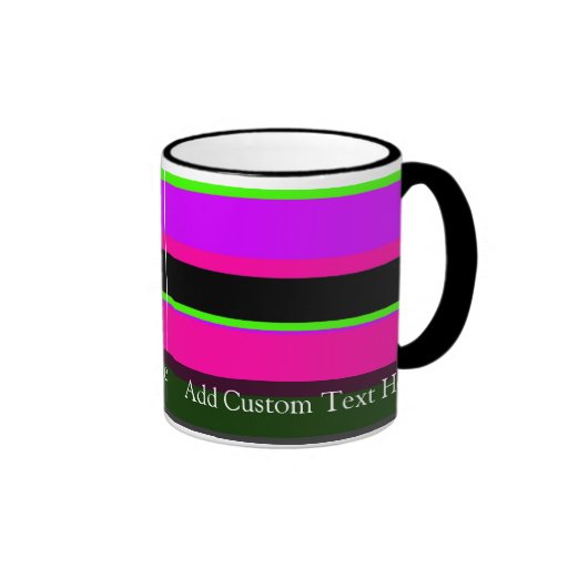 Rayas de neón rosadas/verdes taza de café