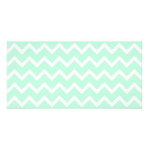 Rayas del zigzag de la verde menta tarjetas fotográficas 