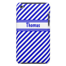 Rayas diagonales azules y blancas Case-Mate iPod touch cárcasa